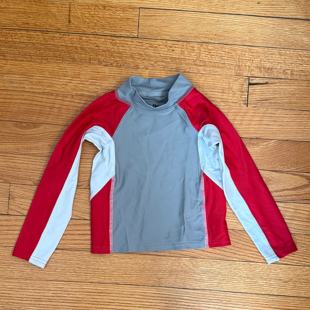 L.L. Bean Kids Swim Rashguard - Red and Light Gray